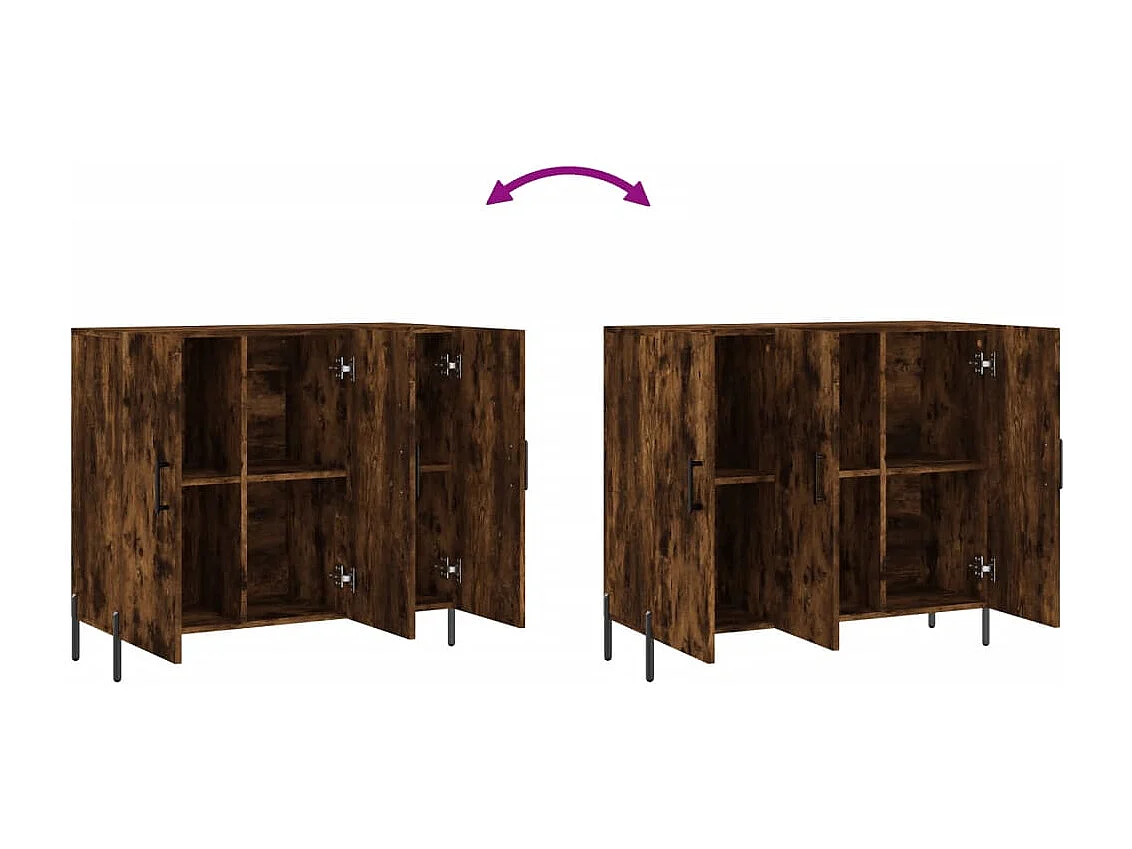 Aparador de madera de ingeniería roble ahumado 90x34x80 cm