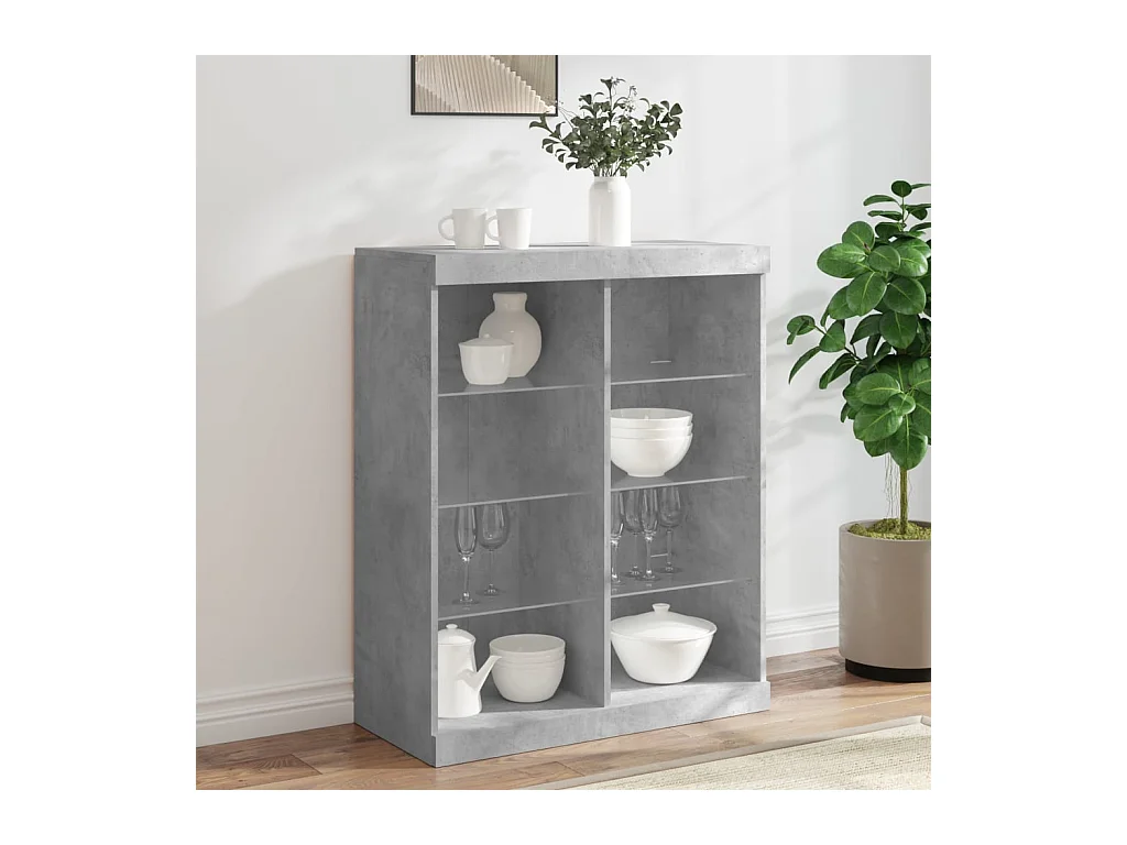 Buffet avec lumières LED gris béton 81x37x100 cm