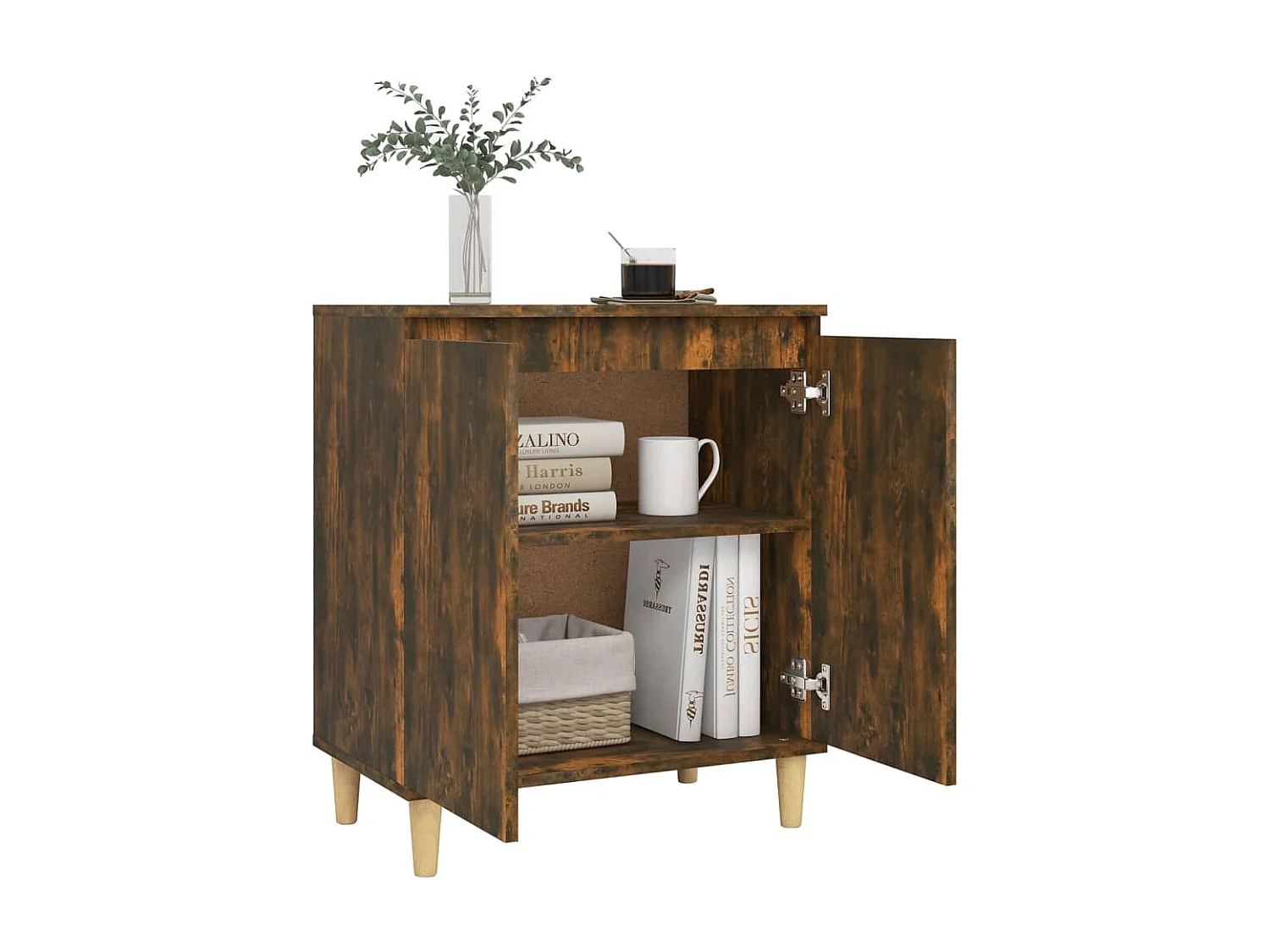 Aparador madera contrachapada color roble ahumado 60x35x70 cm