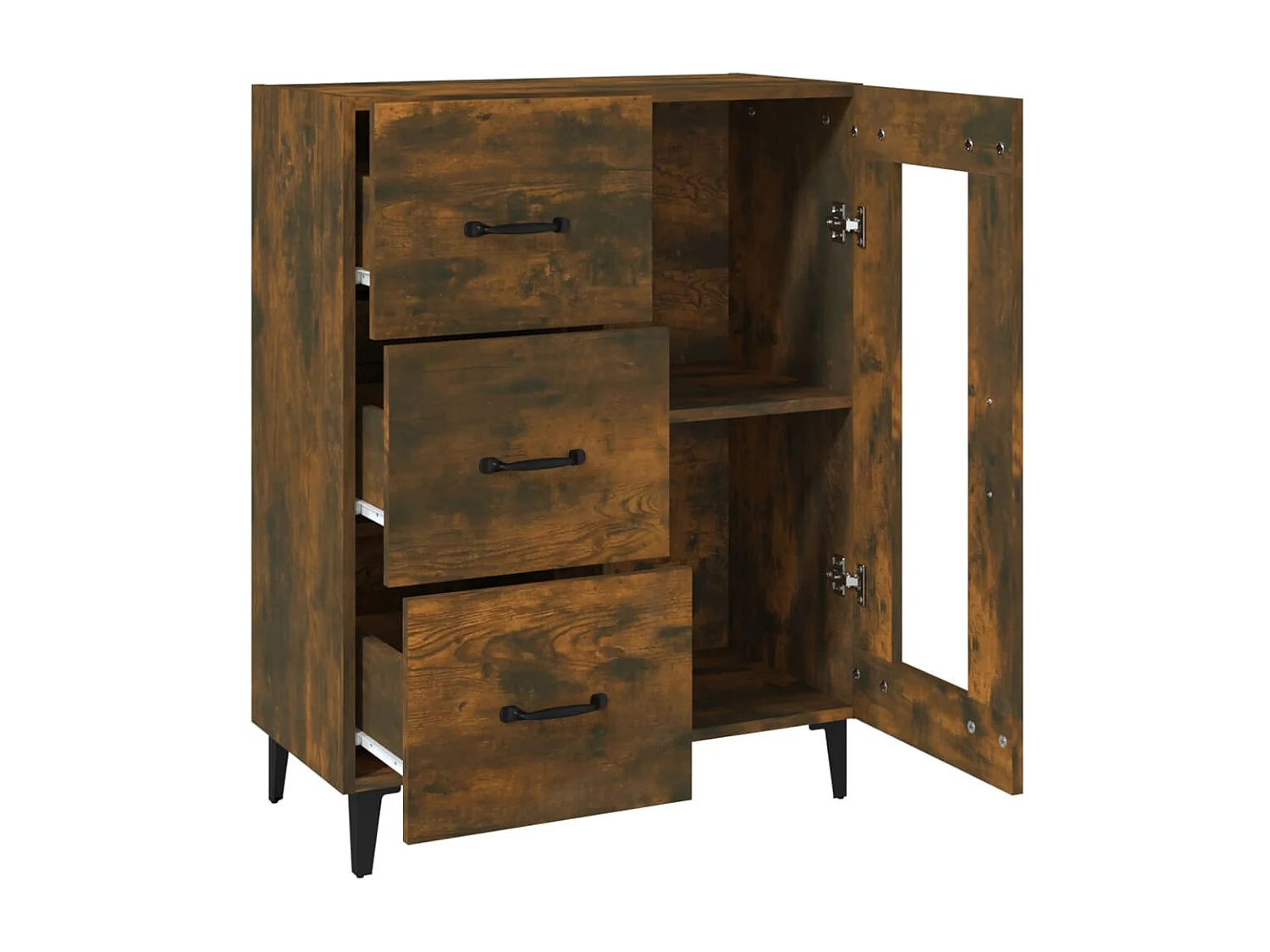 Buffet chêne fumé 69,5x34x90 cm bois d'ingénierie
