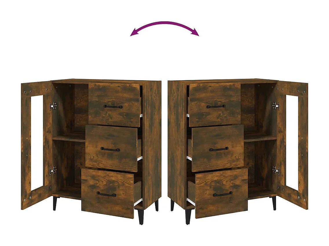 Buffet chêne fumé 69,5x34x90 cm bois d'ingénierie