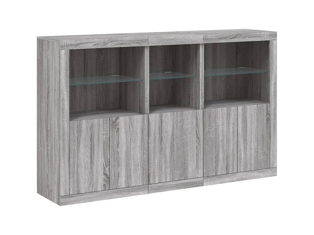 Buffet avec lumières LED sonoma gris 162x37x100 cm