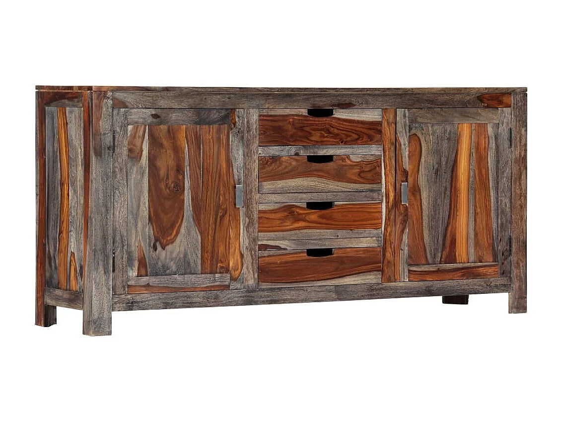 Buffet Gris 160 x 40 x 75 cm Bois de Sesham massif