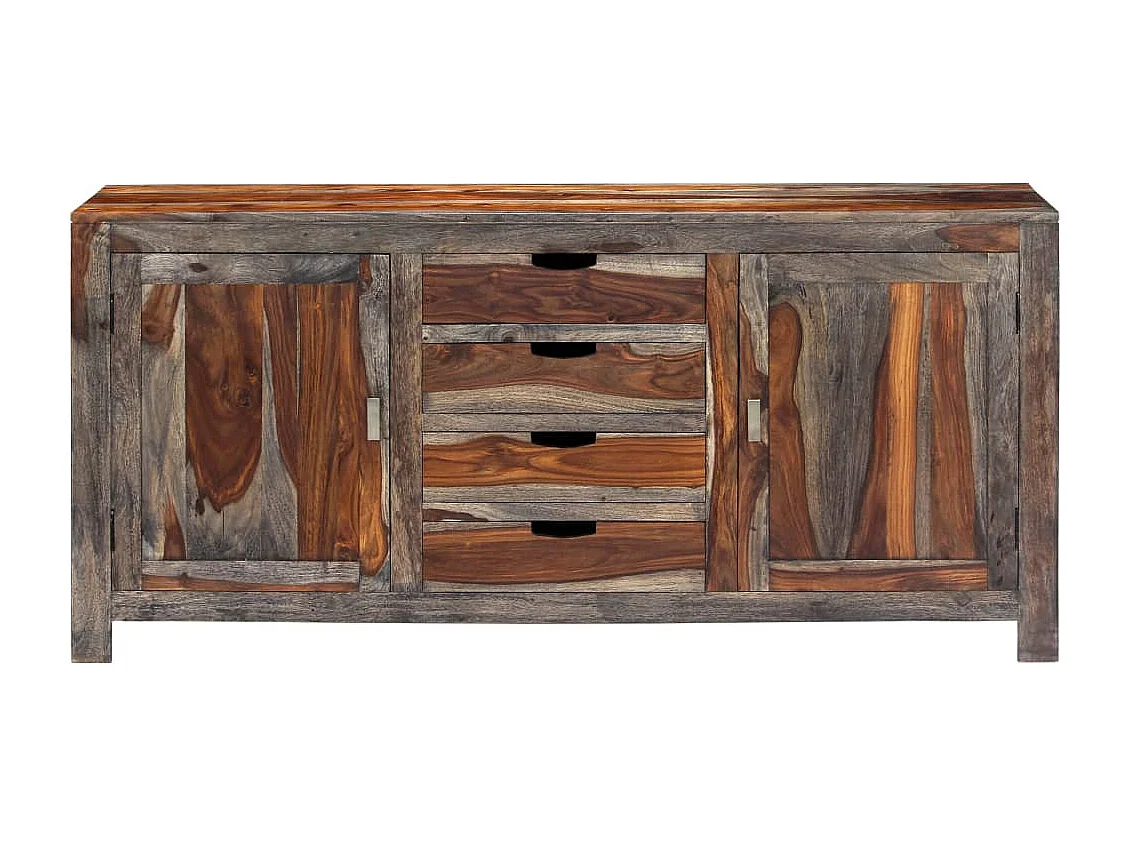 Buffet Gris 160 x 40 x 75 cm Bois de Sesham massif