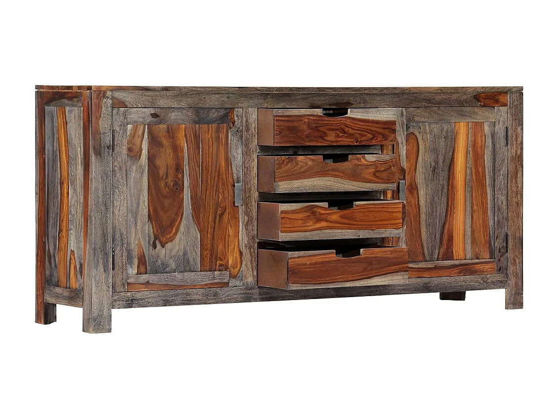 Buffet Gris 160 x 40 x 75 cm Bois de Sesham massif