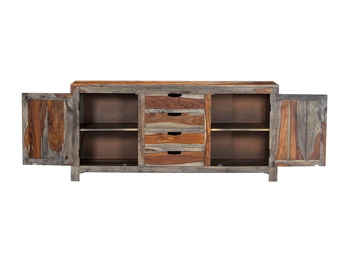 Buffet Gris 160 x 40 x 75 cm Bois de Sesham massif