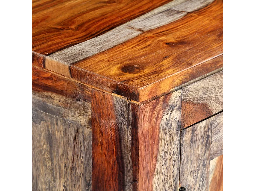 Buffet Gris 160 x 40 x 75 cm Bois de Sesham massif