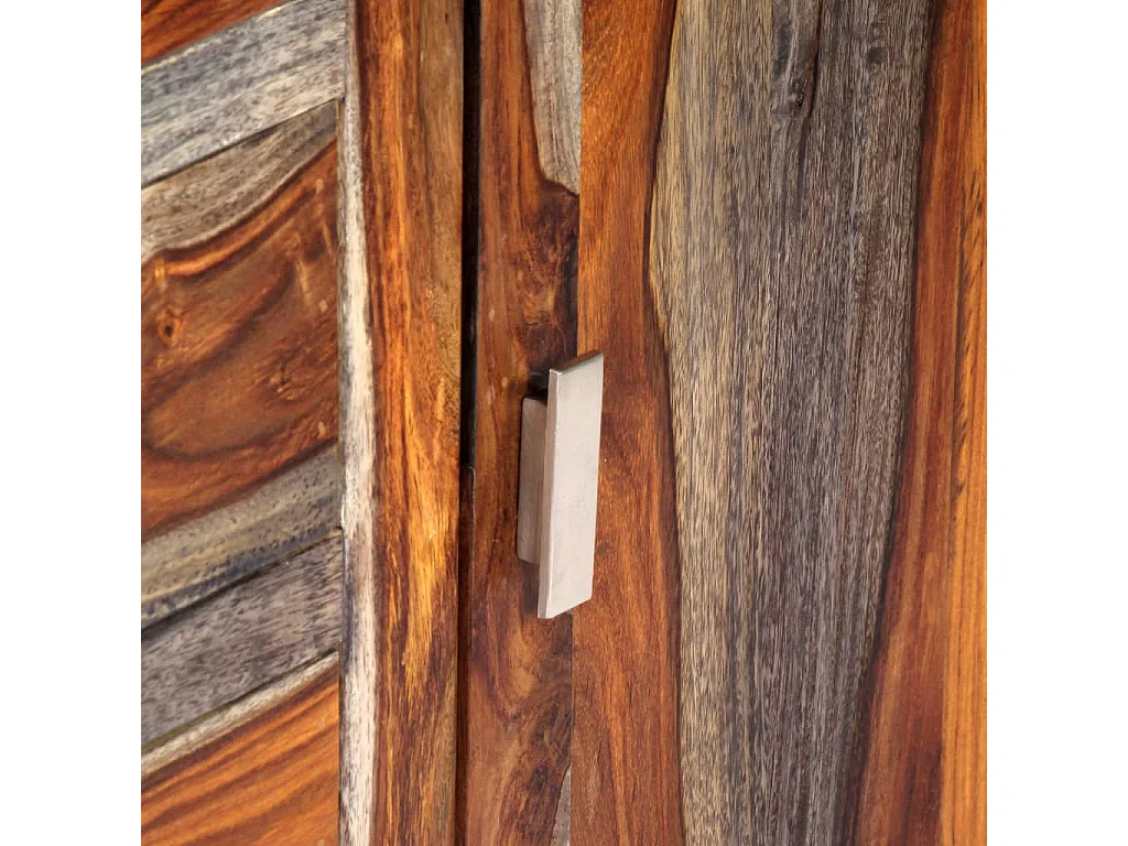 Buffet Gris 160 x 40 x 75 cm Bois de Sesham massif