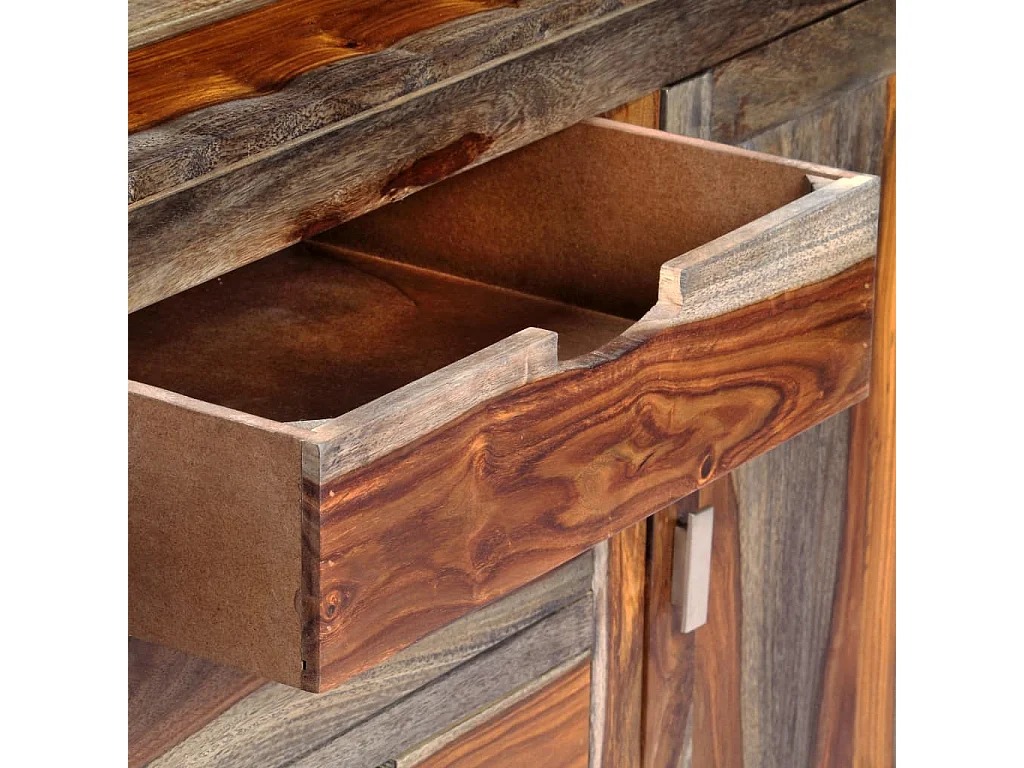 Buffet Gris 160 x 40 x 75 cm Bois de Sesham massif