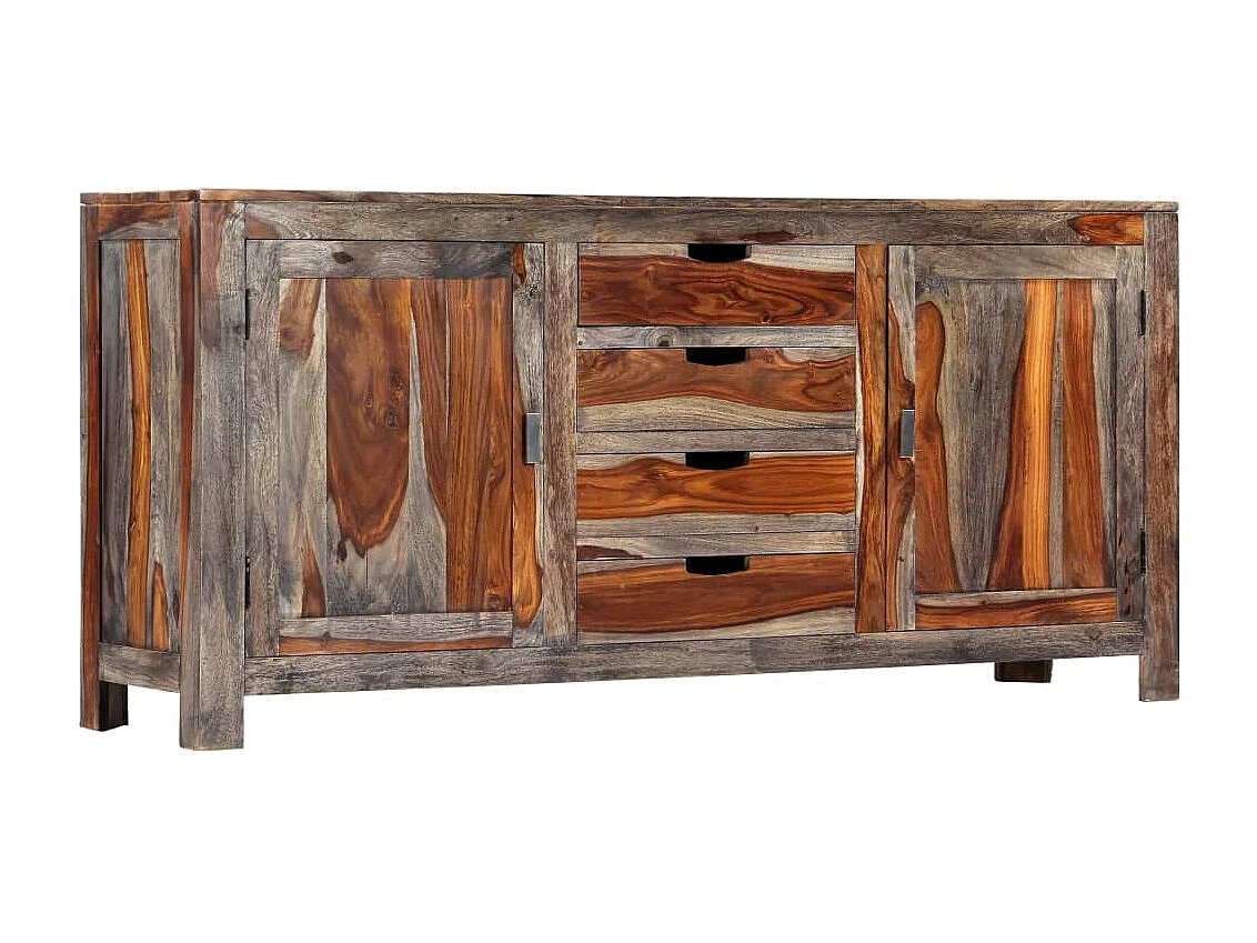 Buffet Gris 160 x 40 x 75 cm Bois de Sesham massif