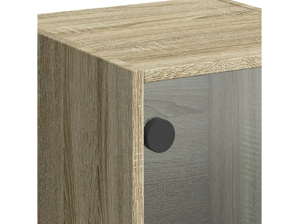 Buffet avec portes en verre chêne sonoma 35x37x109 cm