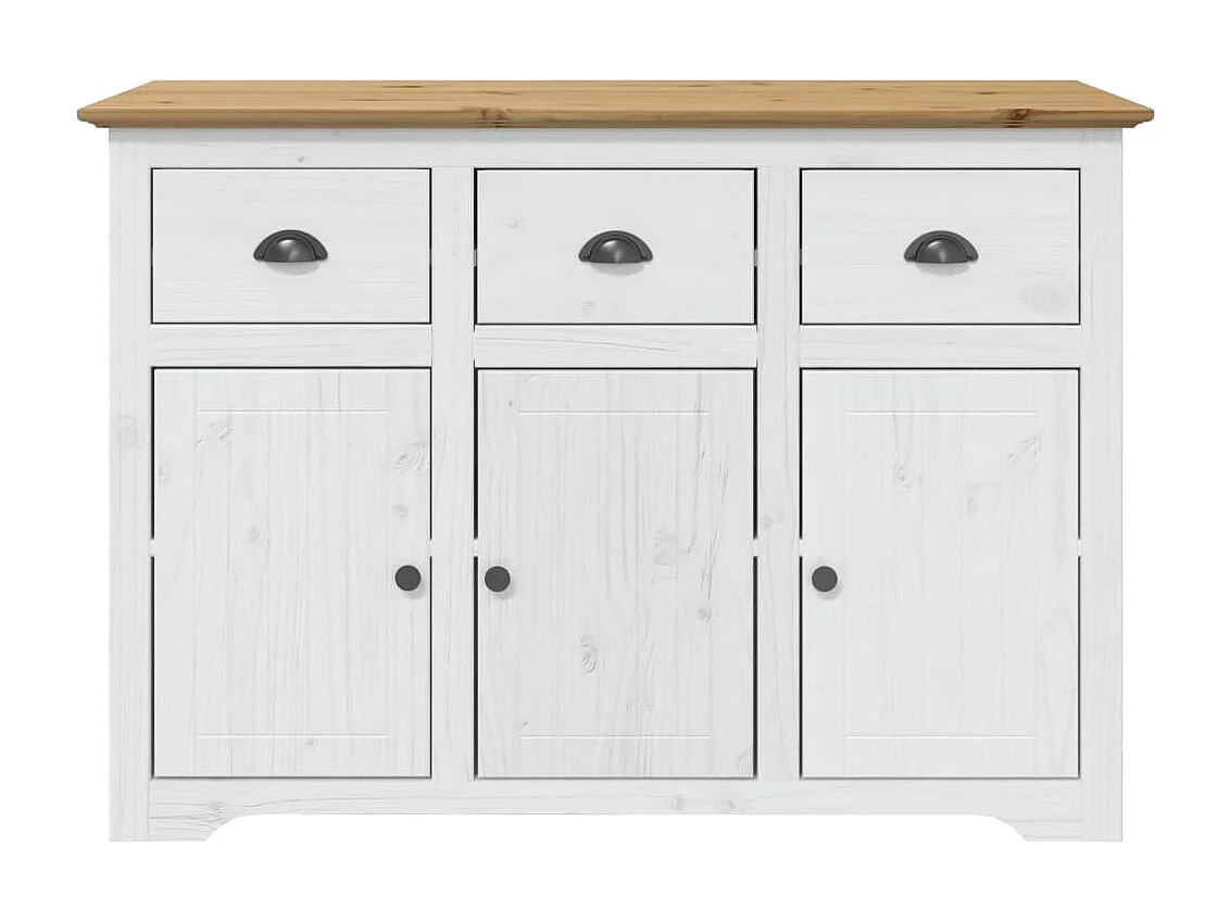 Buffet BODO blanc et marron 115x43x79,5 cm bois massif de pin