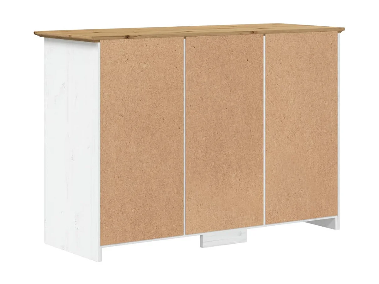 Buffet BODO blanc et marron 115x43x79,5 cm bois massif de pin