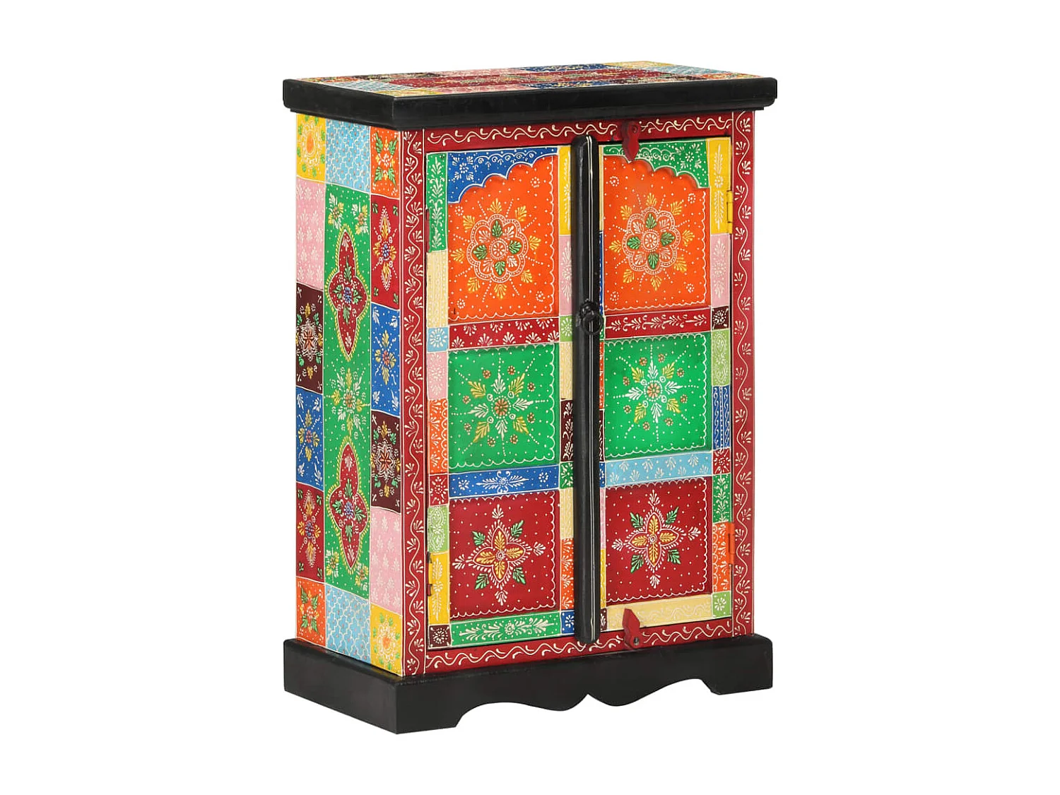 Buffet peint à la main avec portes 53x30x75 cm Bois de manguier