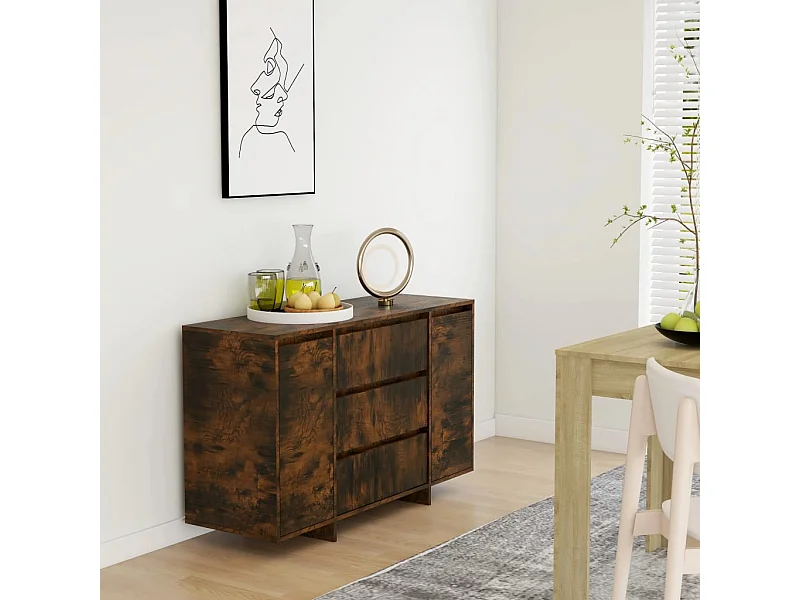 Aparador con 3 cajones roble ahumado 120x41x75 cm