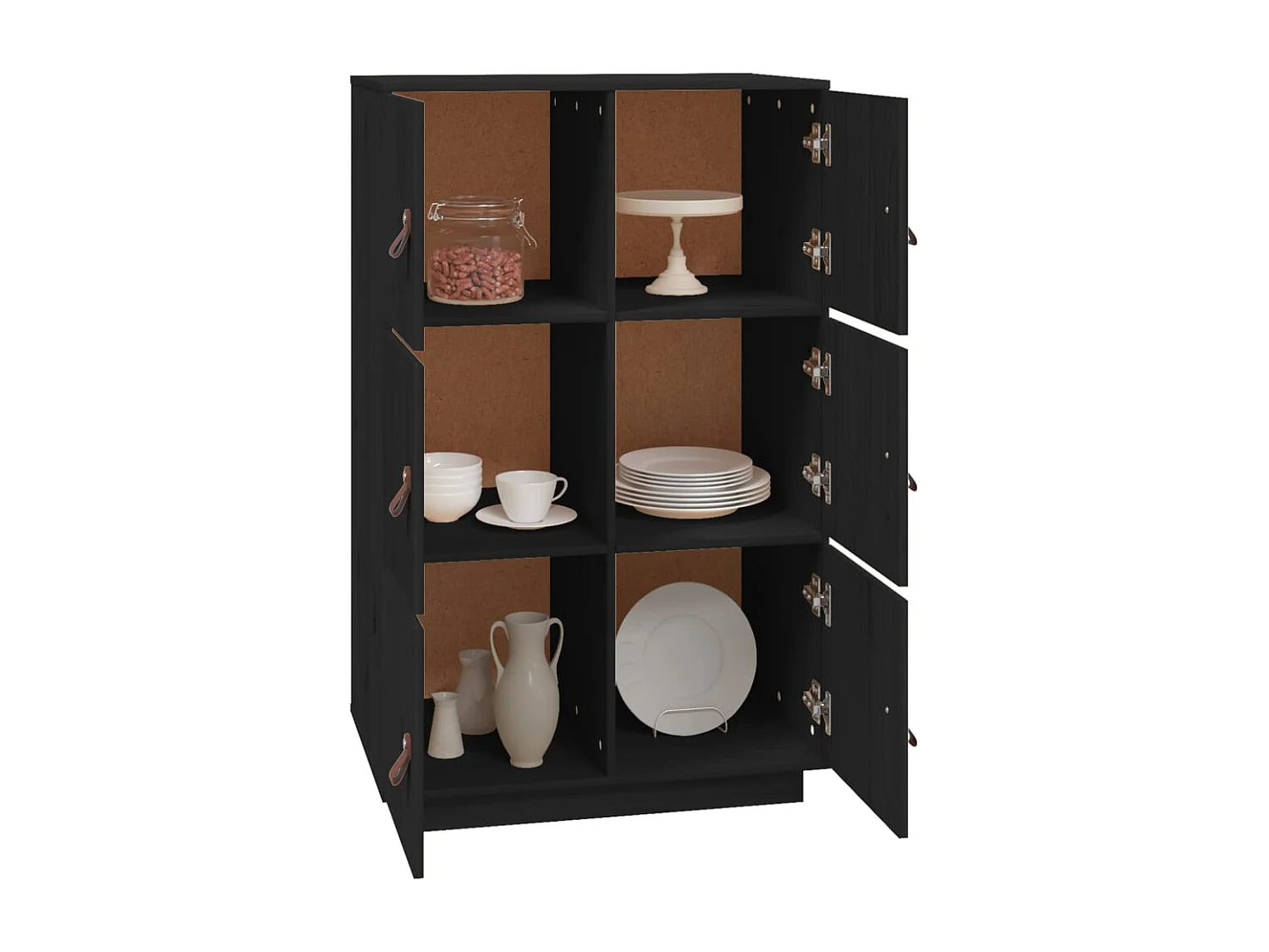 Buffet haut Noir 67x40x108,5 cm Bois massif de pin
