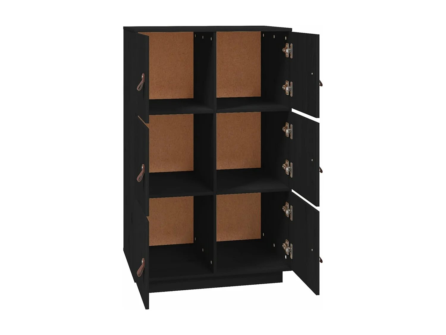 Buffet haut Noir 67x40x108,5 cm Bois massif de pin