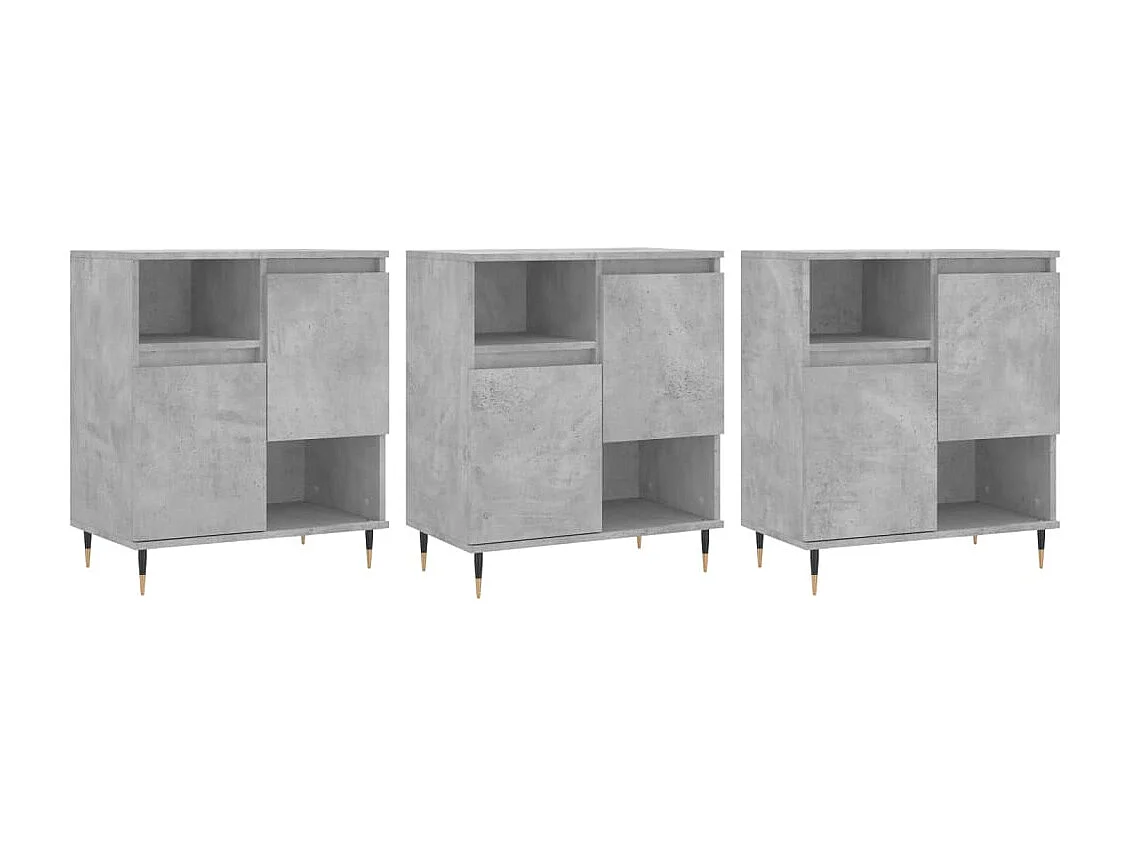Buffets 3 pièces gris béton bois d'ingénierie