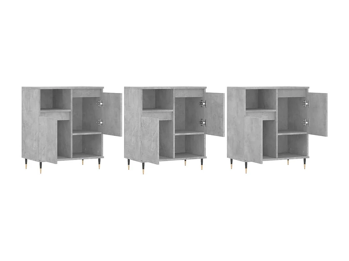 Buffets 3 pièces gris béton bois d'ingénierie