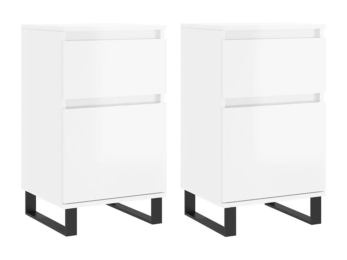 Buffets 2 pièces blanc brillant 40x35x70 cm bois d'ingénierie