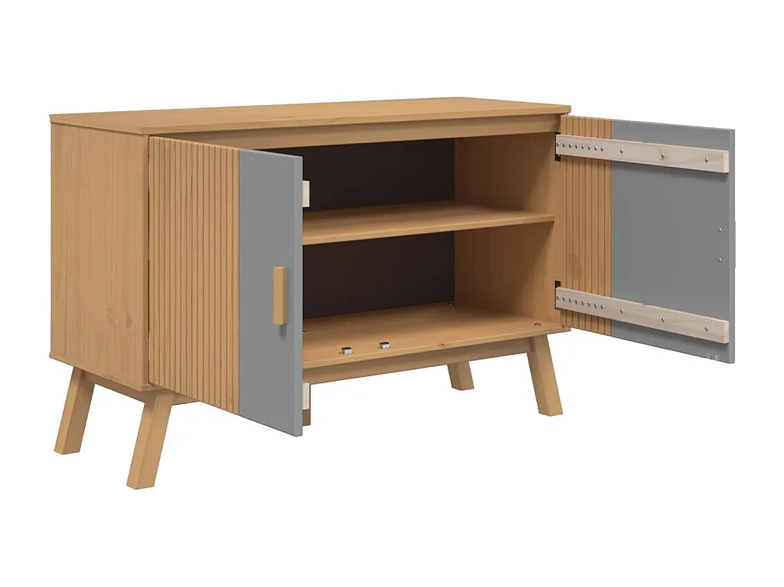 Buffet OLDEN gris et marron 114x43x73,5 cm bois massif de pin