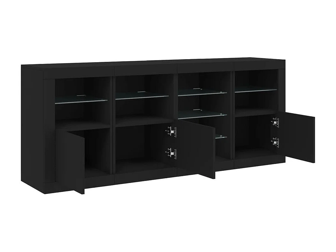 Buffet avec lumières LED noir 164x37x67 cm
