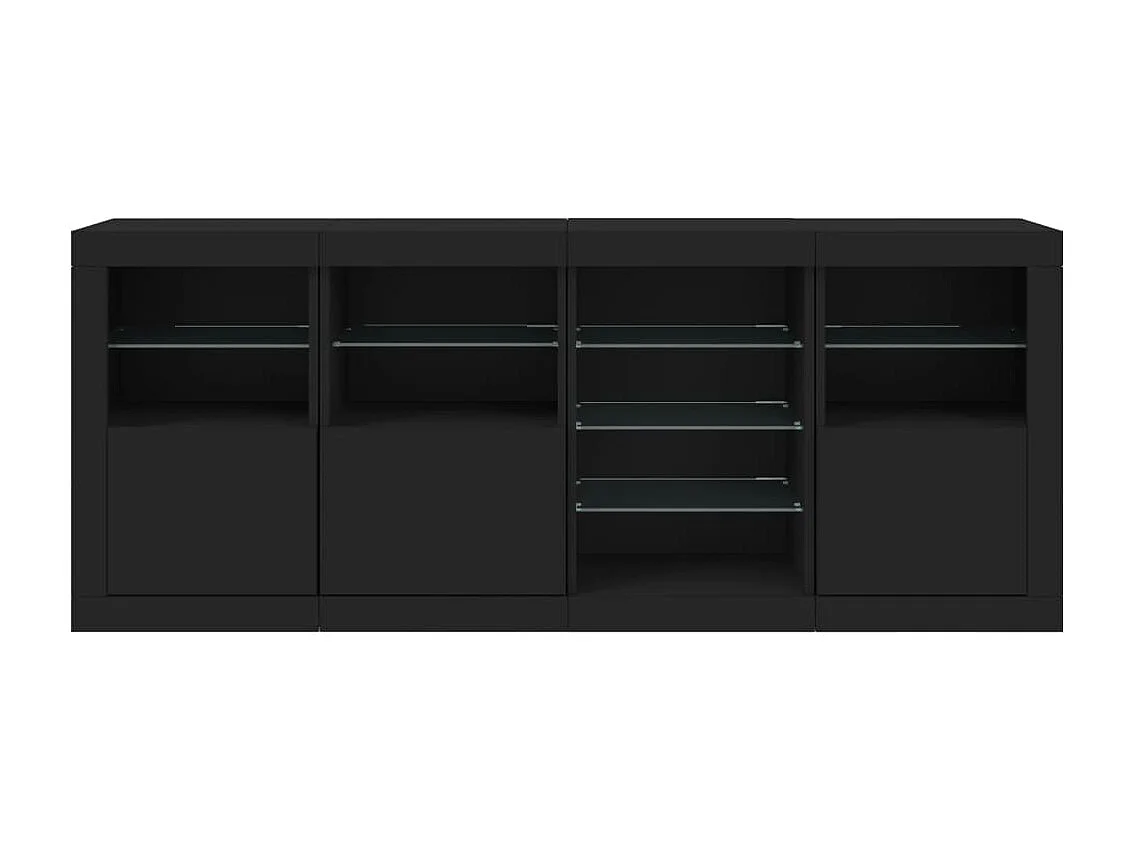 Buffet avec lumières LED noir 164x37x67 cm