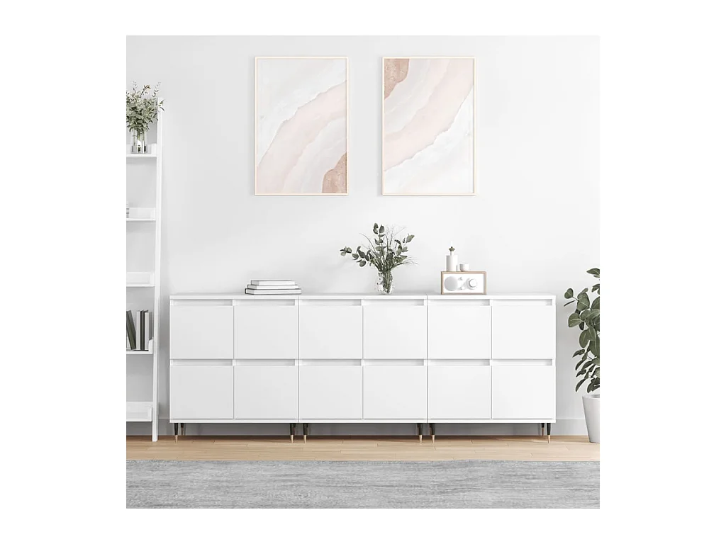 Buffets 3 pièces Blanc Bois d'ingénierie