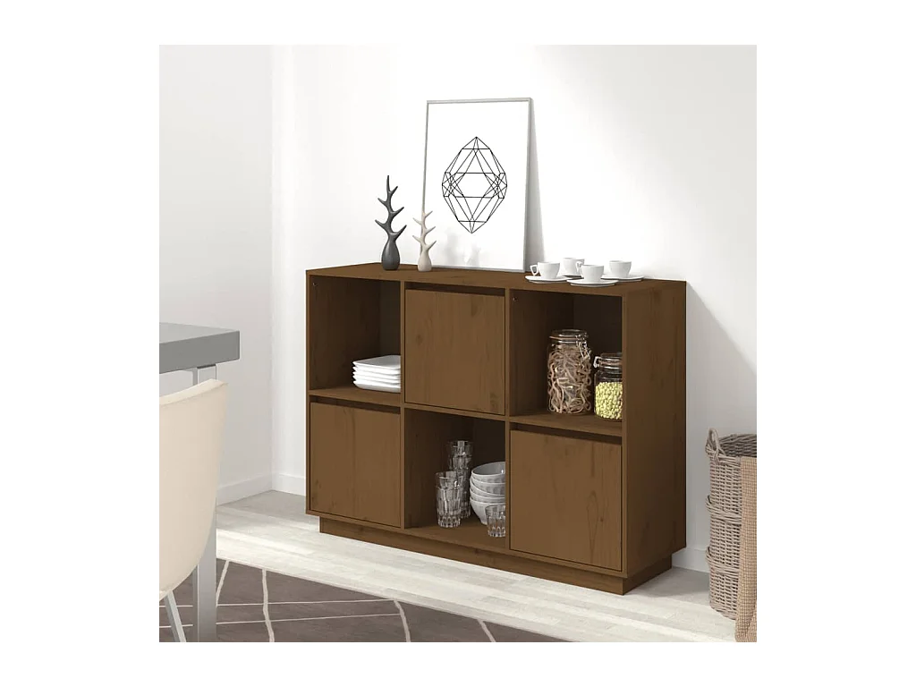 Buffet Marron miel 110.5x35x80 cm Bois massif de pin