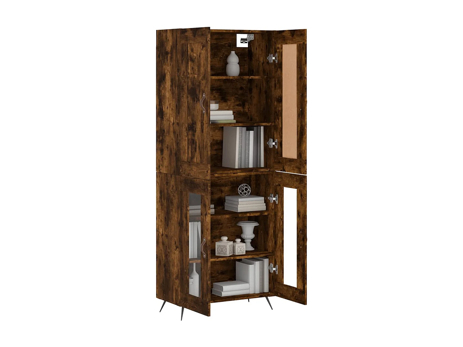 Buffet haut Chêne fumé 69,5x34x180 cm Bois d'ingénierie