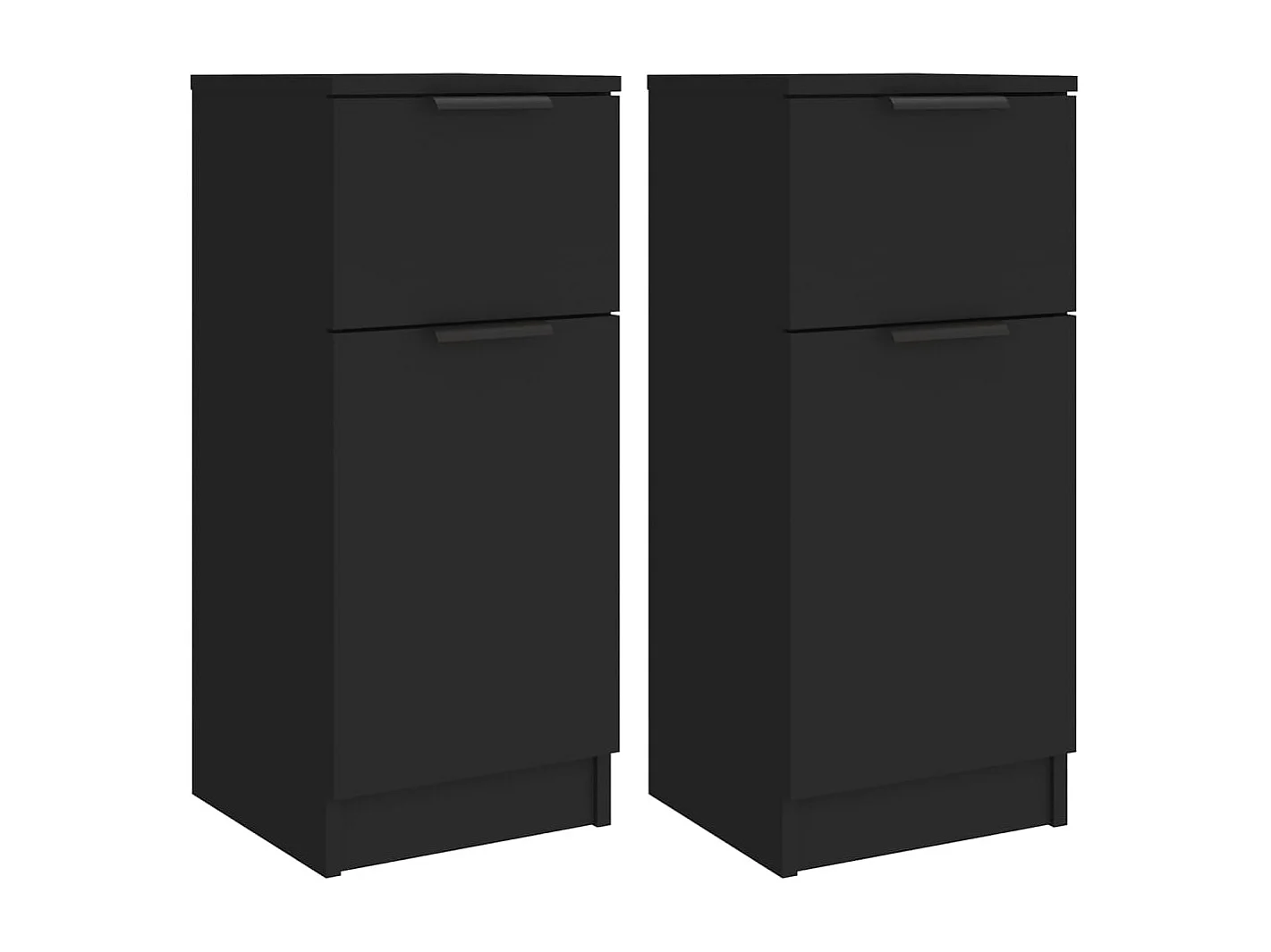 Buffets 2 pièces noir 30x30x70 cm bois d'ingénierie