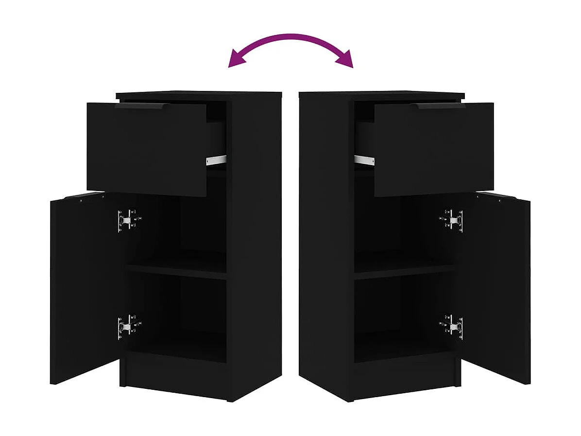 Buffets 2 pièces noir 30x30x70 cm bois d'ingénierie