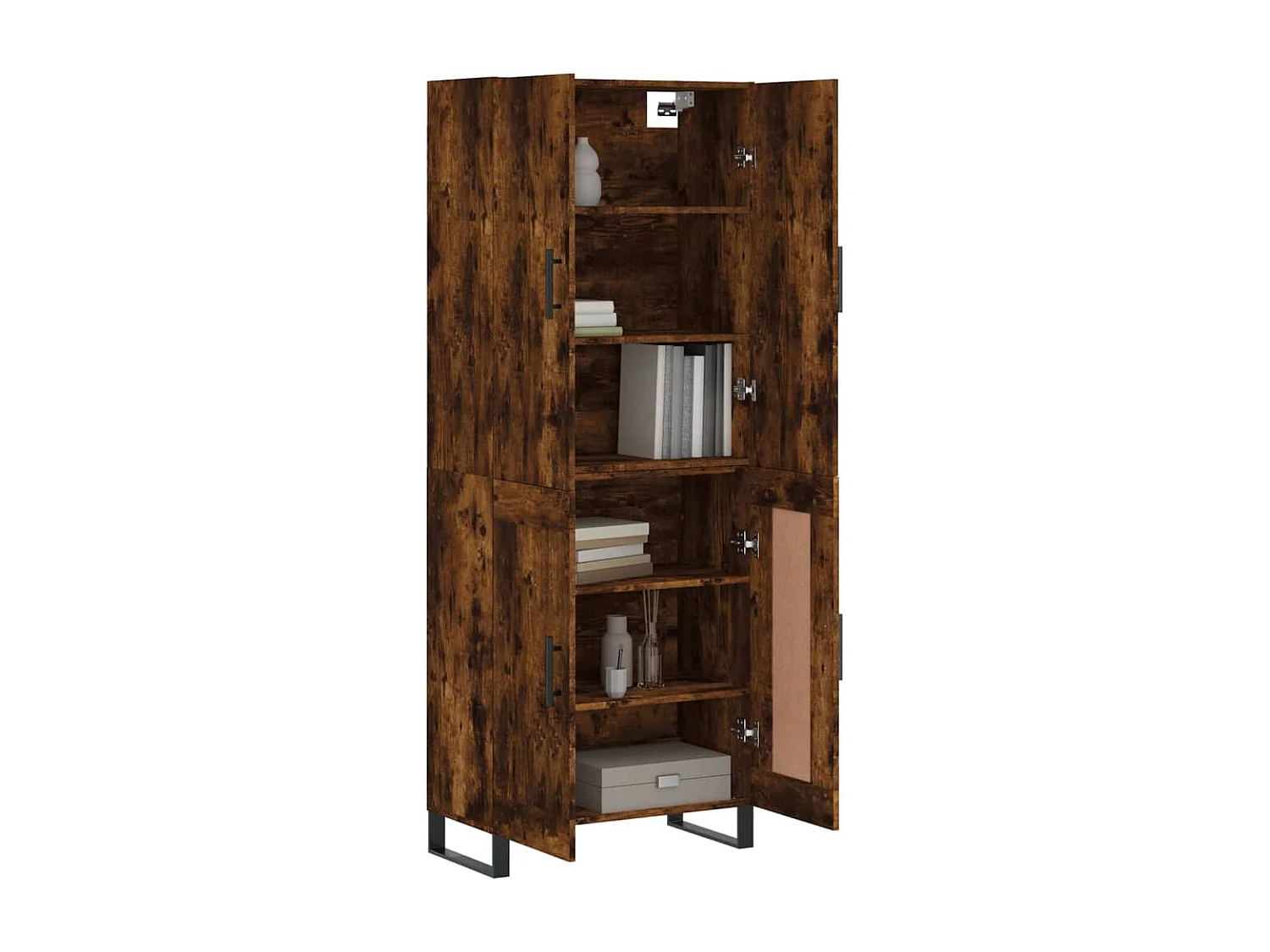 Hoge kast 69,5x34x180 cm bewerkt hout gerookt eikenkleurig