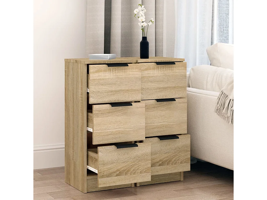 Buffets 2 pièces Chêne Sonoma 30x30x70 cm Bois d'ingénierie