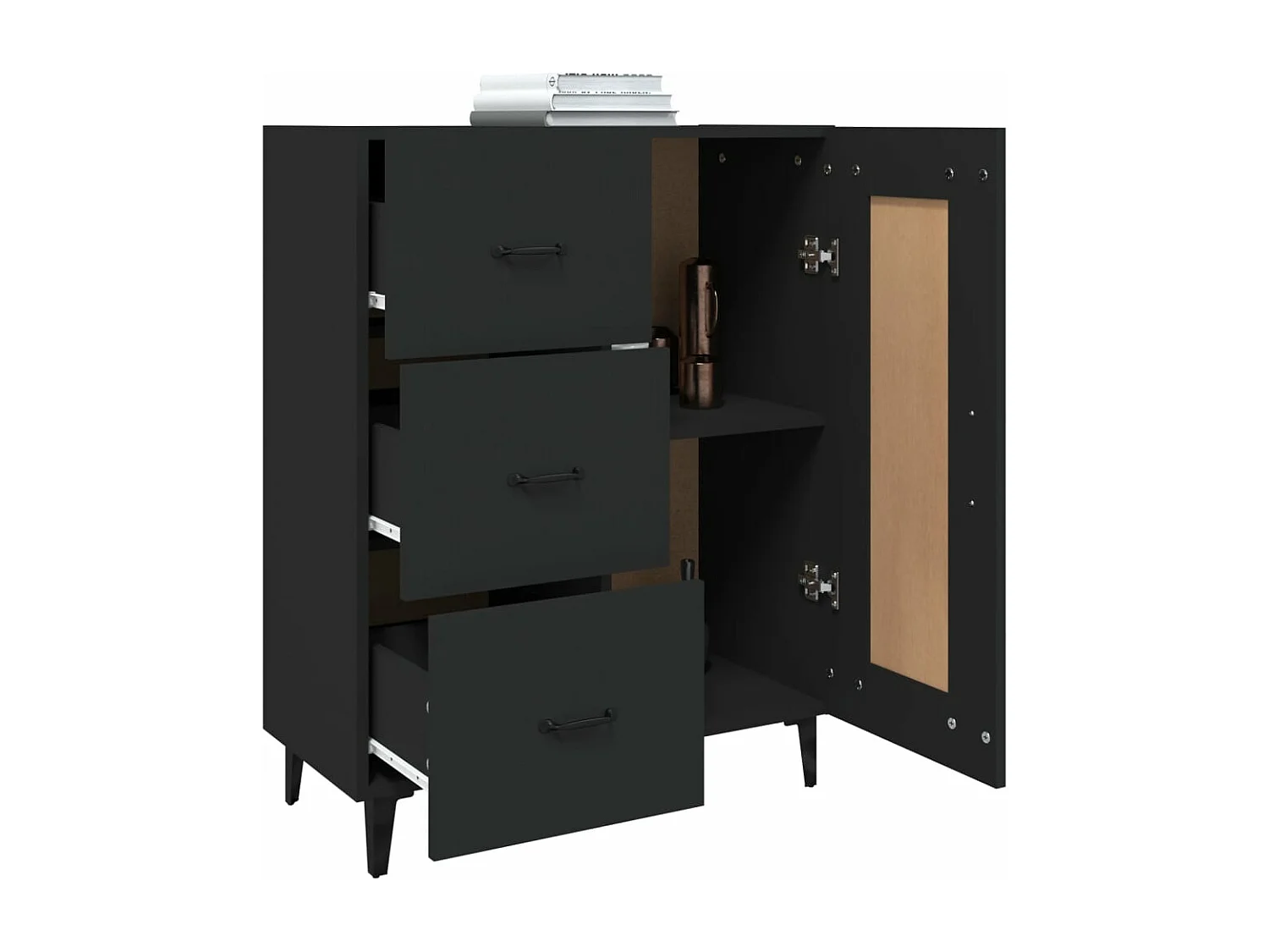 Buffet Noir 69,5x34x90 cm Bois d'ingénierie