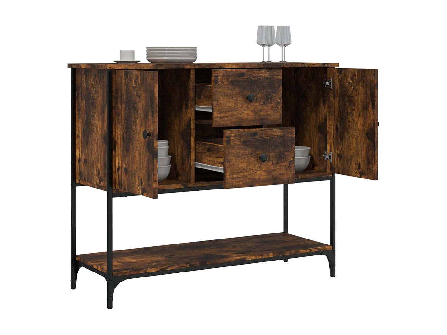 Aparador de madera de ingeniería roble ahumado 100x36x85 cm