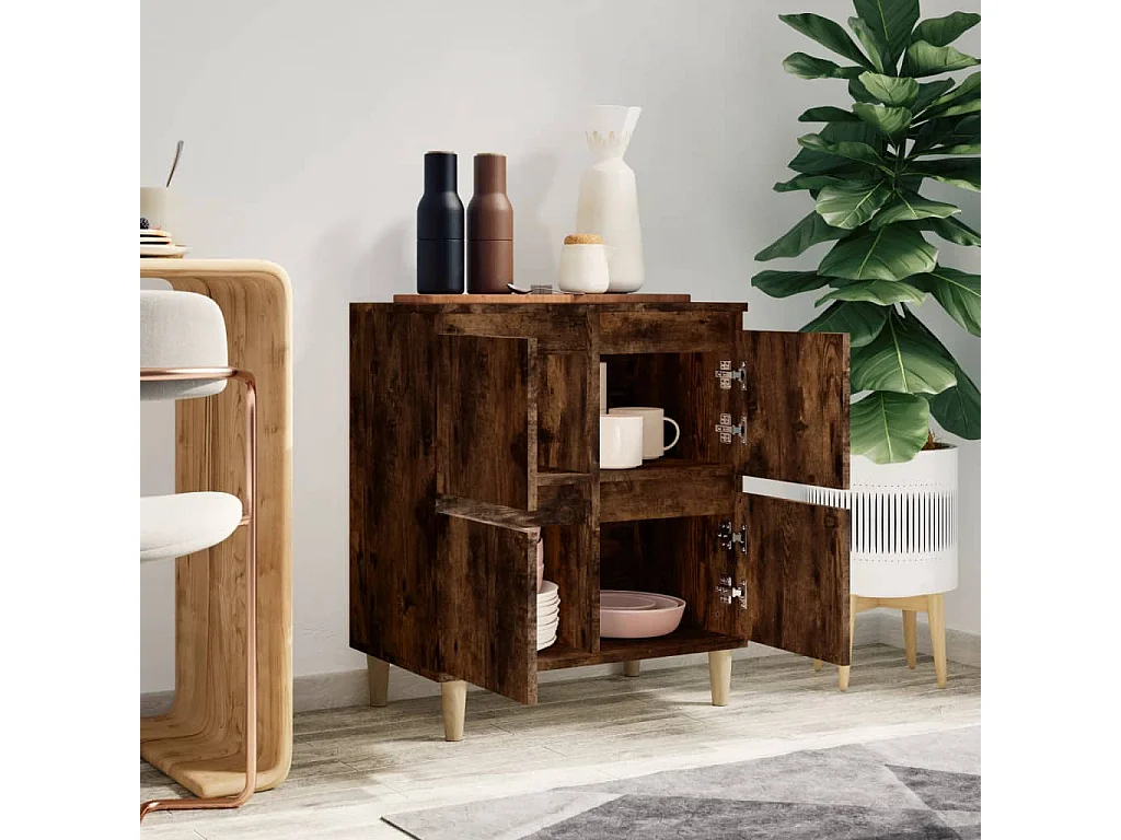 Buffet Chêne fumé 60x35x70 cm Bois d'ingénierie