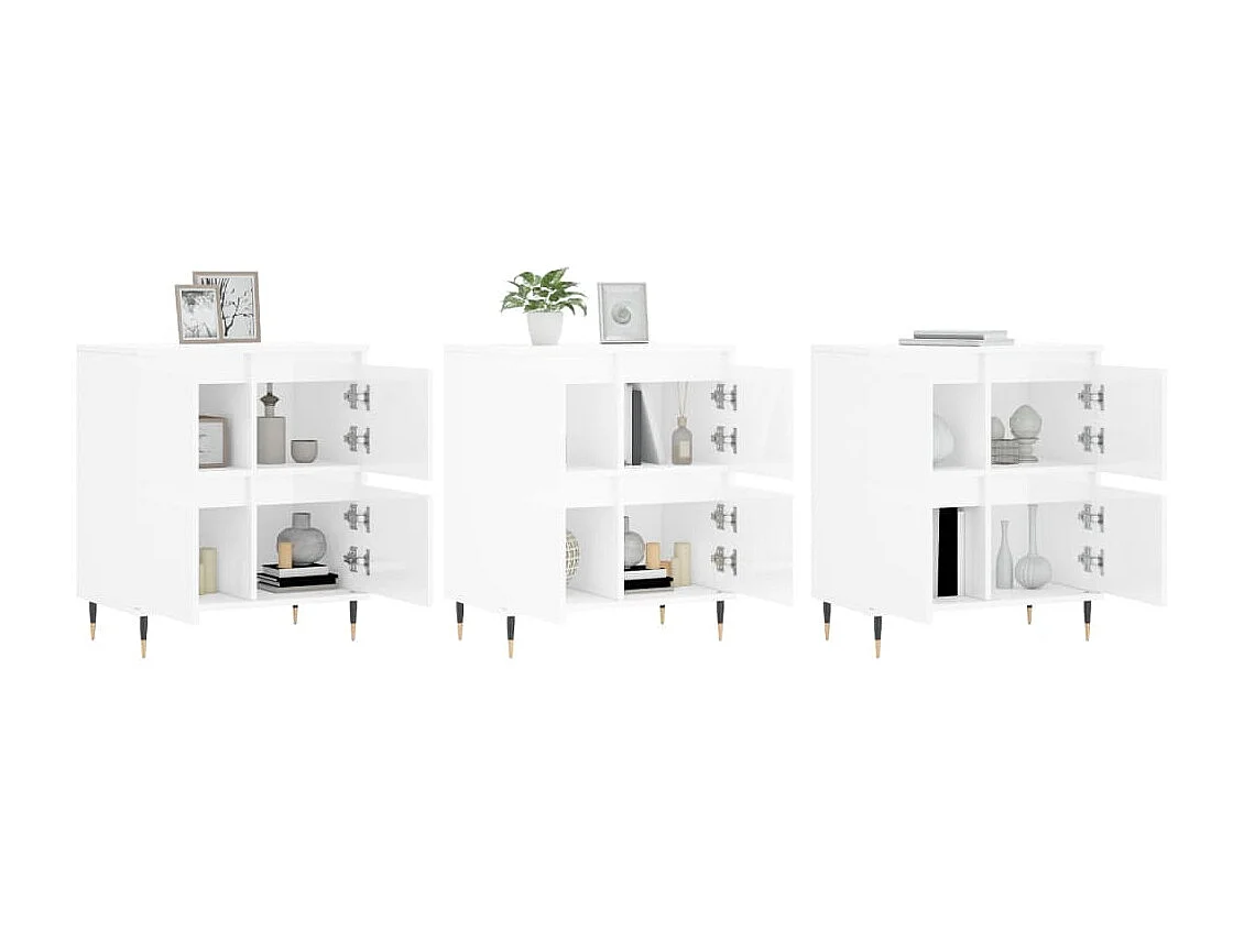 Buffets 3 pièces blanc brillant bois d'ingénierie