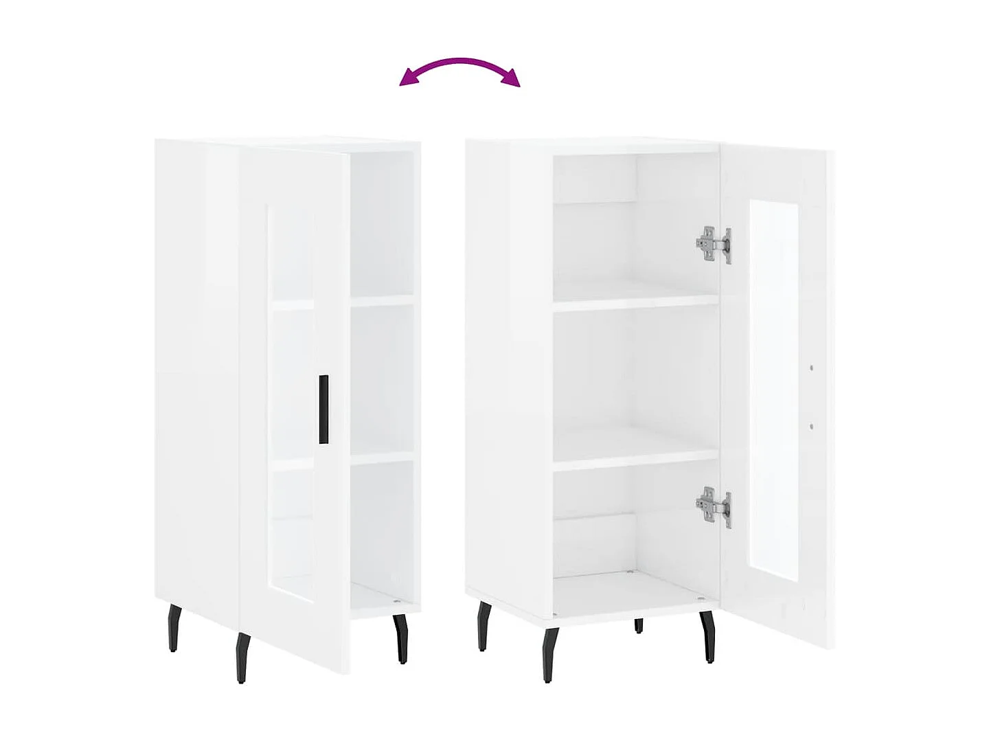 Buffet Blanc brillant 34,5x34x90 cm Bois d'ingénierie