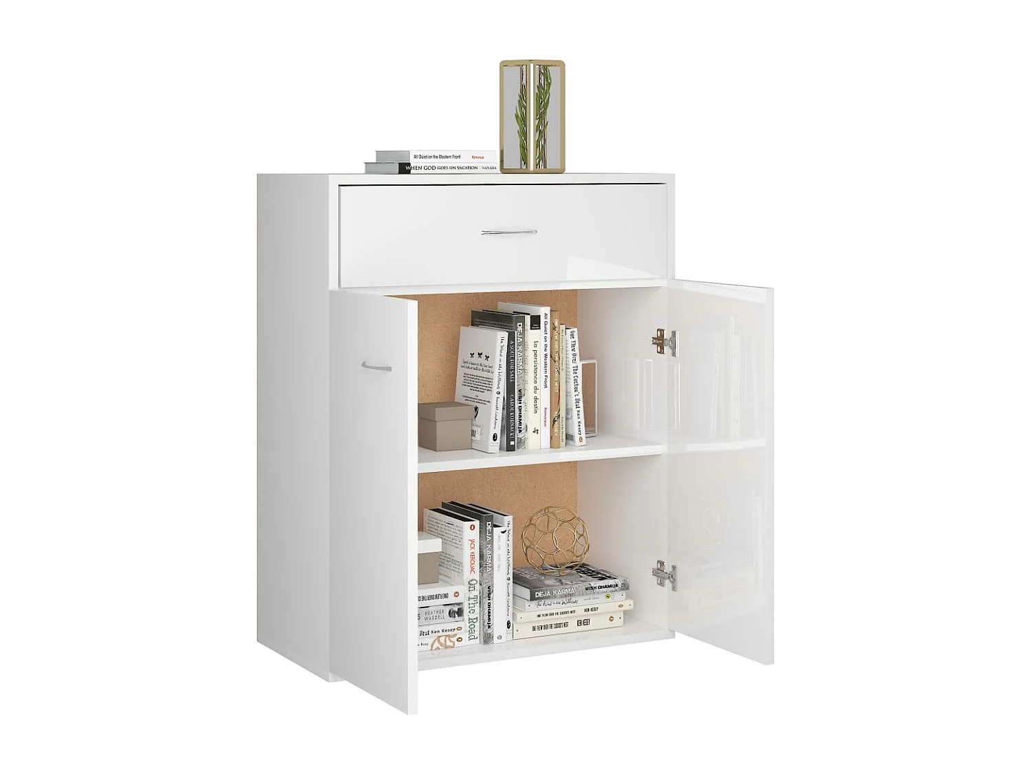 Buffet Blanc brillant 60x30x75 cm Aggloméré