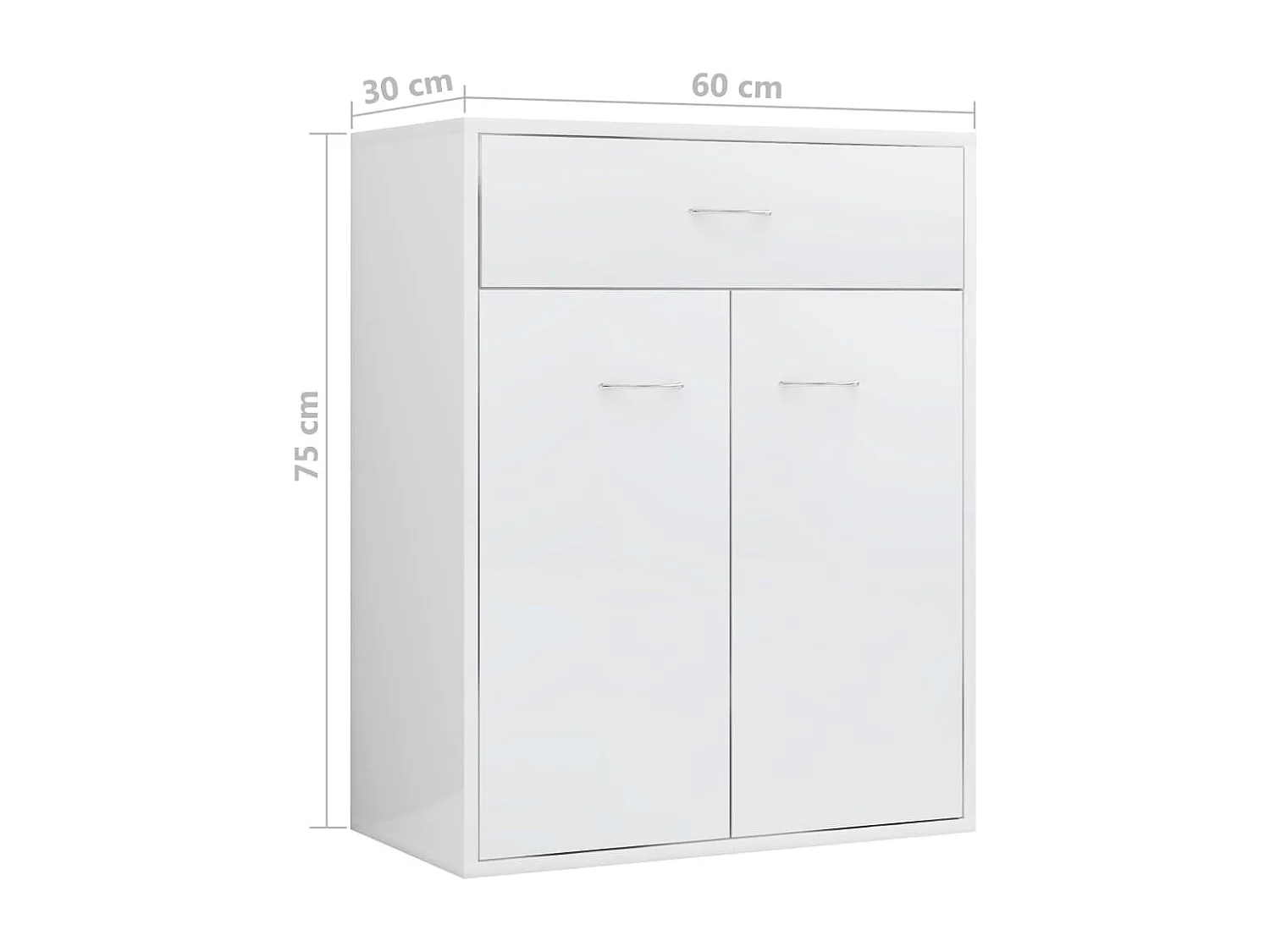 Buffet Blanc brillant 60x30x75 cm Aggloméré