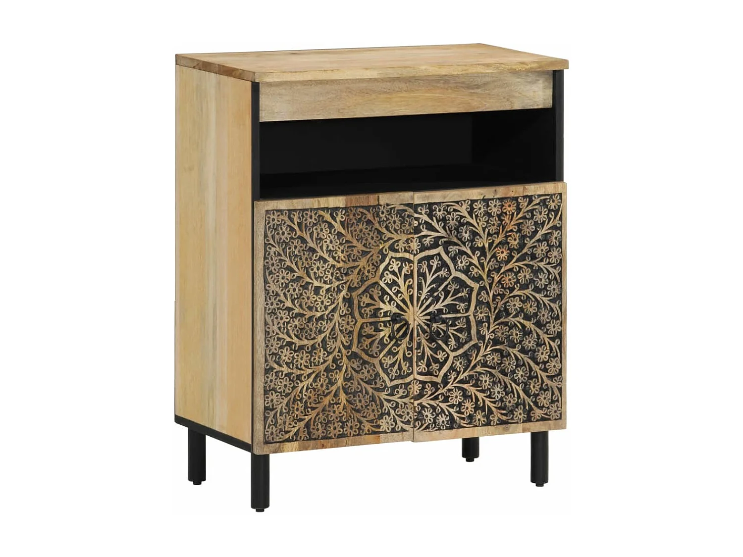 Armario auxiliar madera maciza de mango 60x33x75 cm