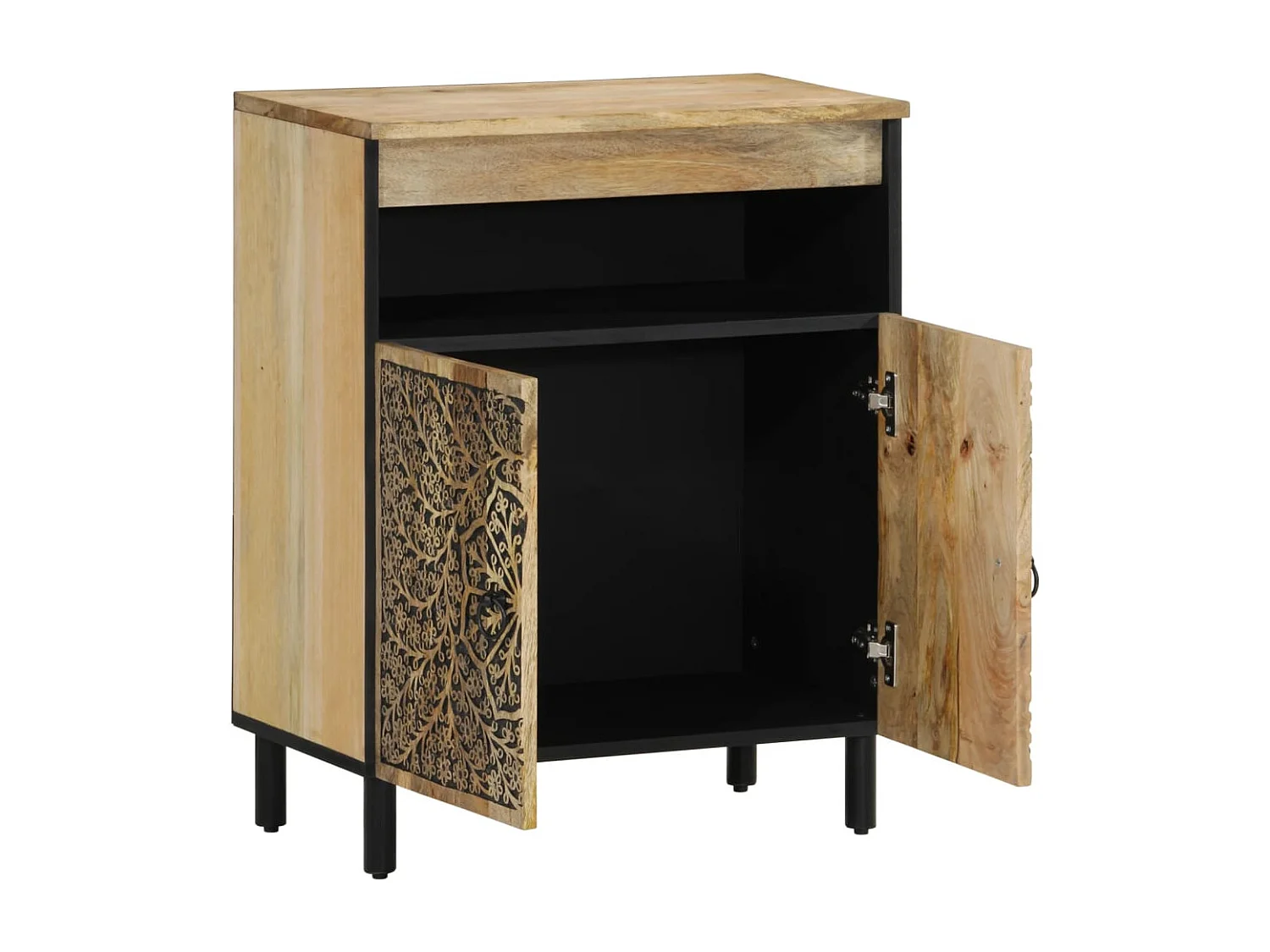 Armario auxiliar madera maciza de mango 60x33x75 cm