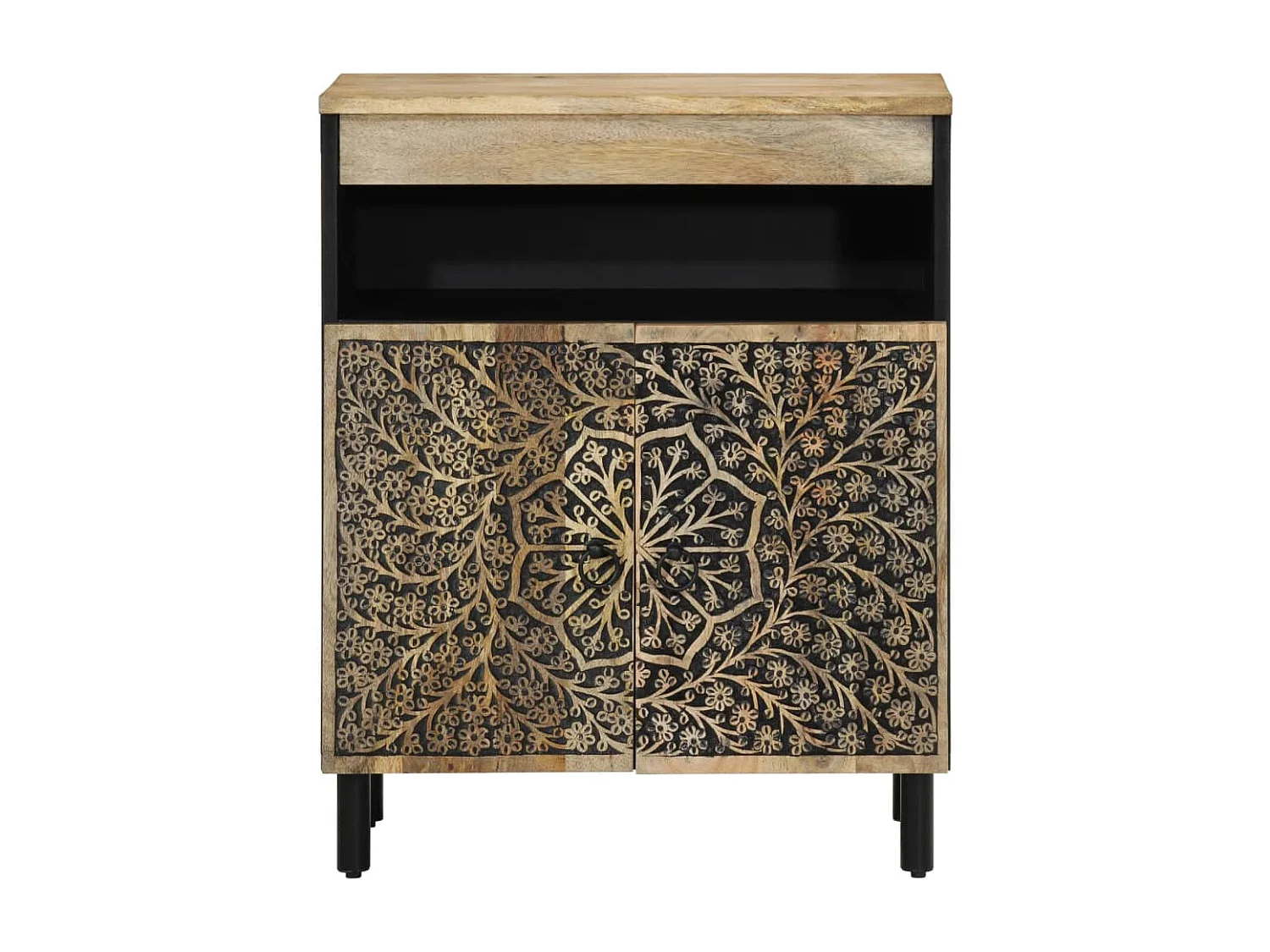 Armario auxiliar madera maciza de mango 60x33x75 cm