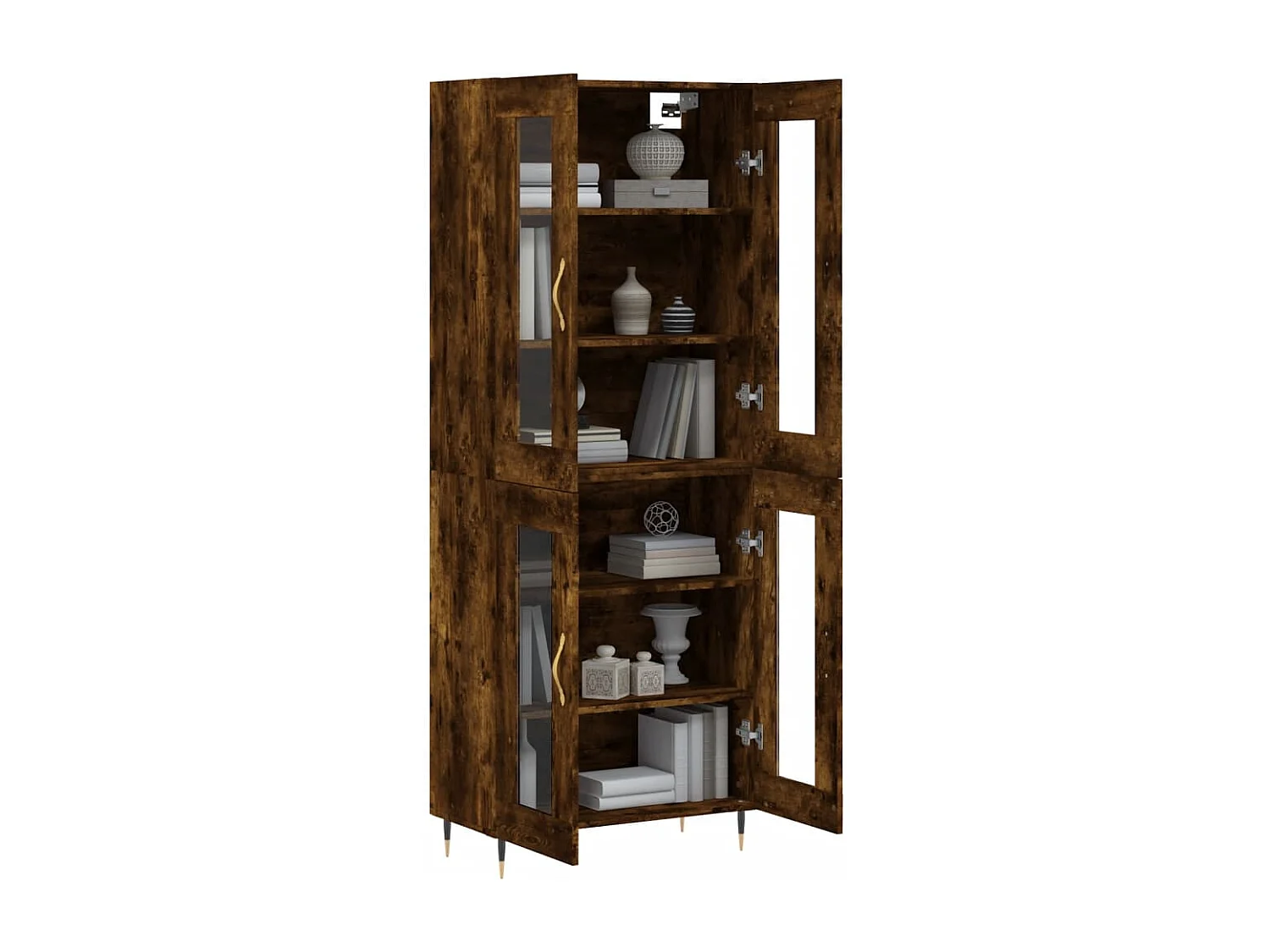 Buffet haut Chêne fumé 69,5x34x180 cm Bois d'ingénierie