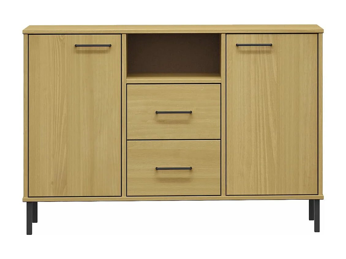 Buffet avec pieds en métal Marron 113x40x77 cm Bois massif OSLO