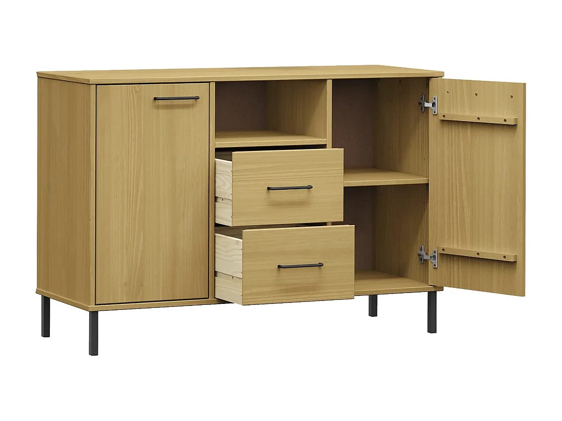 Buffet avec pieds en métal Marron 113x40x77 cm Bois massif OSLO