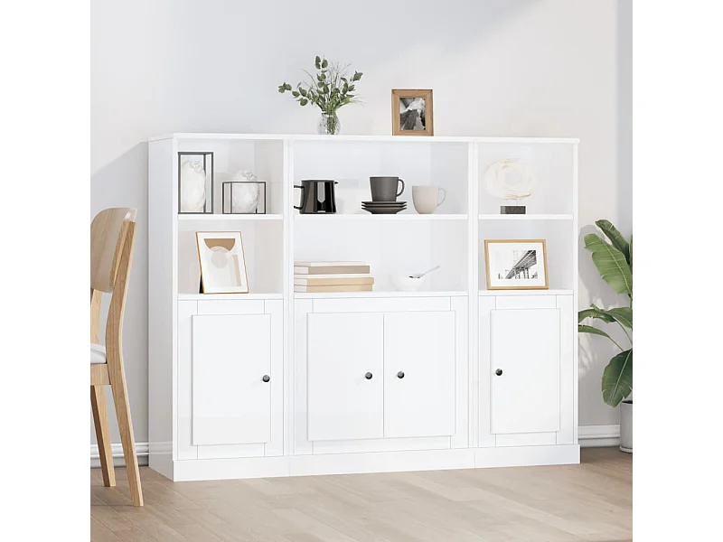 Buffets 3 pièces blanc brillant bois d'ingénierie