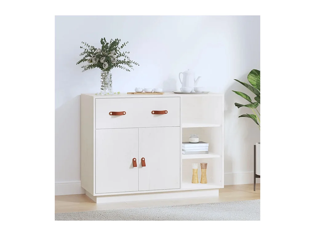 Buffet Blanc 98,5x40x75 cm Bois massif de pin