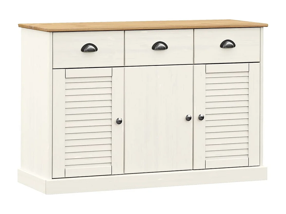 Buffet avec tiroirs VIGO 113x40x75 cm blanc bois massif de pin